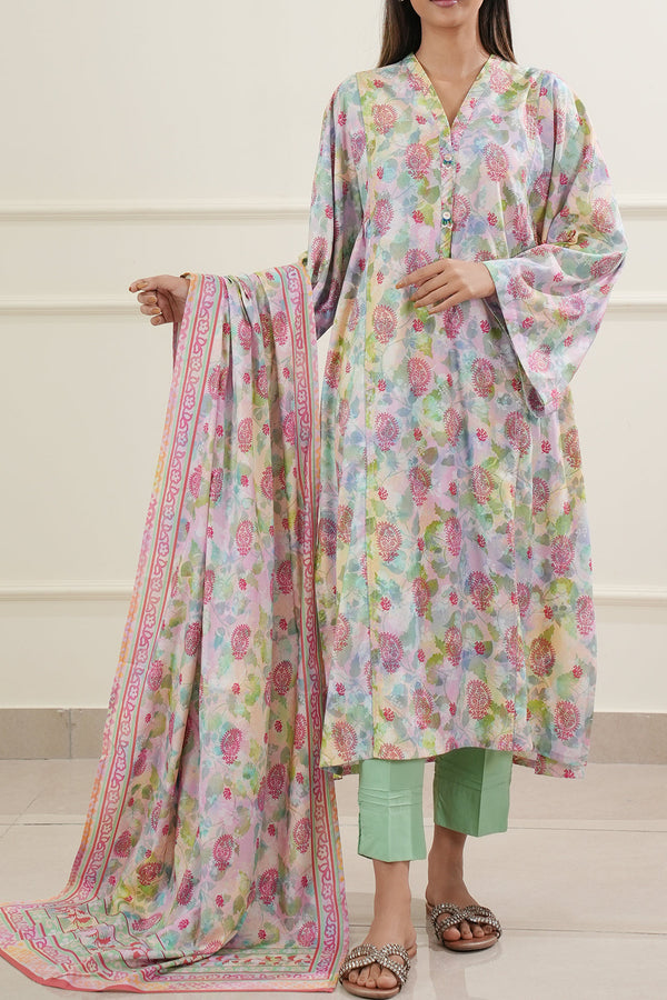 Printed Soft Touch Cotton Stitched 3 Piece