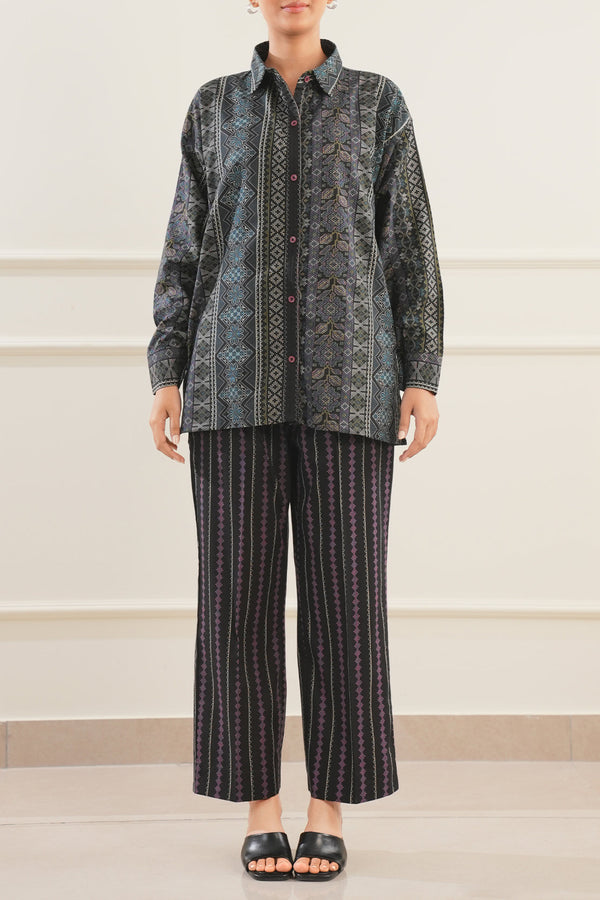 Printed Soft Touch Cotton Stitched Shirt & Bottom