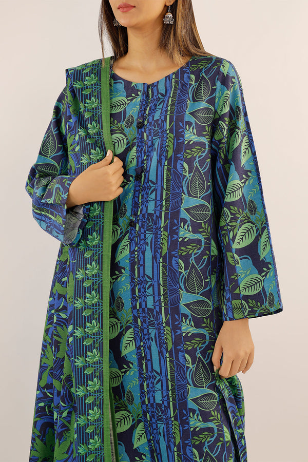 Printed Khaddar Stitched 2 Piece Shirt/Dupatta