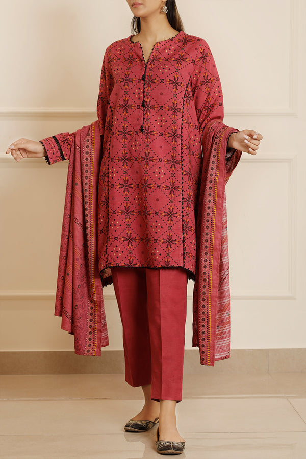 Printed Khaddar Stitched 3 Piece