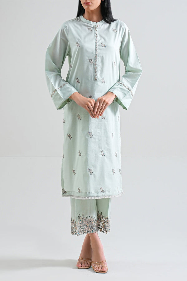 Solid Embroidered Cotton Stitched Shirt