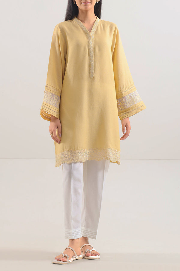 Solid Embroidered Karandi Stitched Shirt