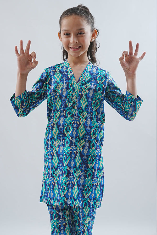 Printed Lawn Stitched 2 Piece (Shirt/Trouser)  For Kids