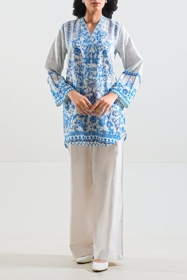 Printed Khaddar Stitched Shirt