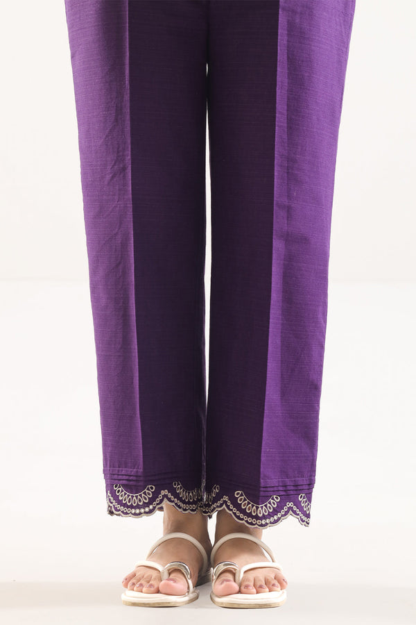 Embroidered Soft Raw Silk Pants
