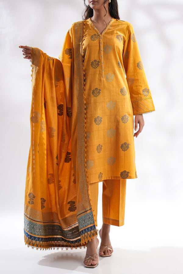 Unstitched Jacquard Cotton 3 Piece