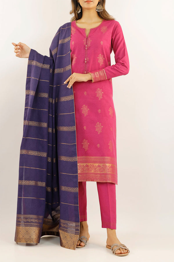 Unstitched Jacquard Cotton 3 Piece