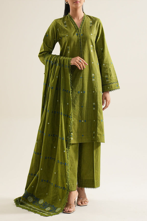 Unstitched Jacquard Cotton 3 Piece