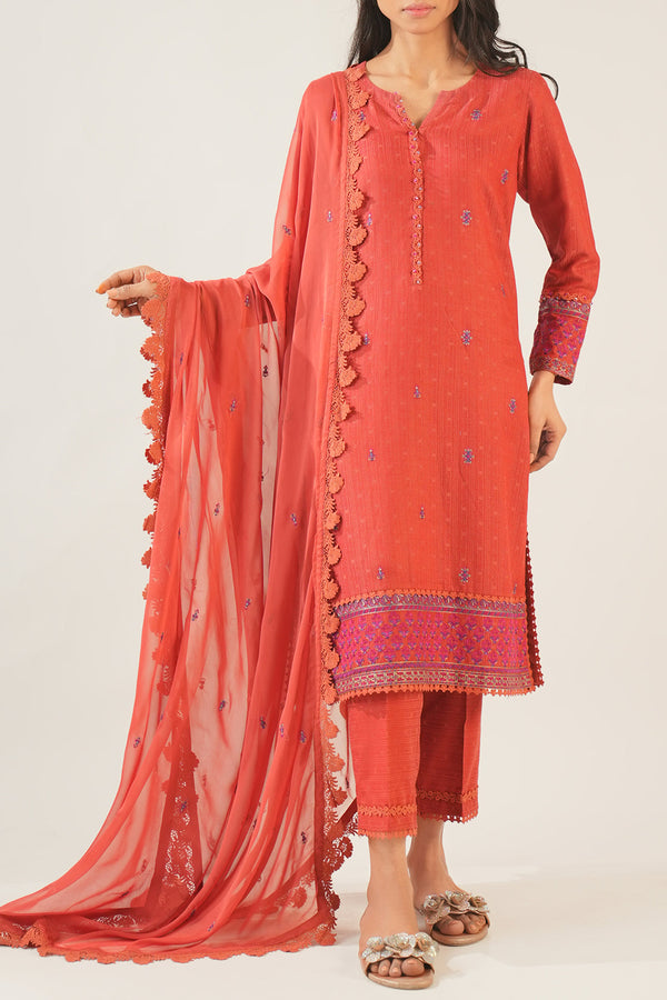 Unstitched  Embroidered Self Jacquard 2 Piece (Shirt/Trouser)