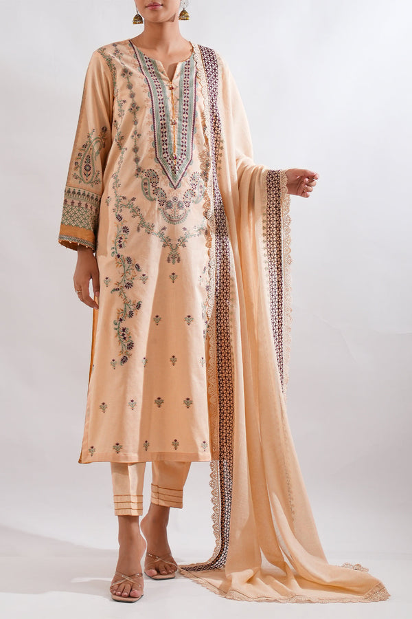 Unstitched Embroidered Cotton Jacquard  3 Piece