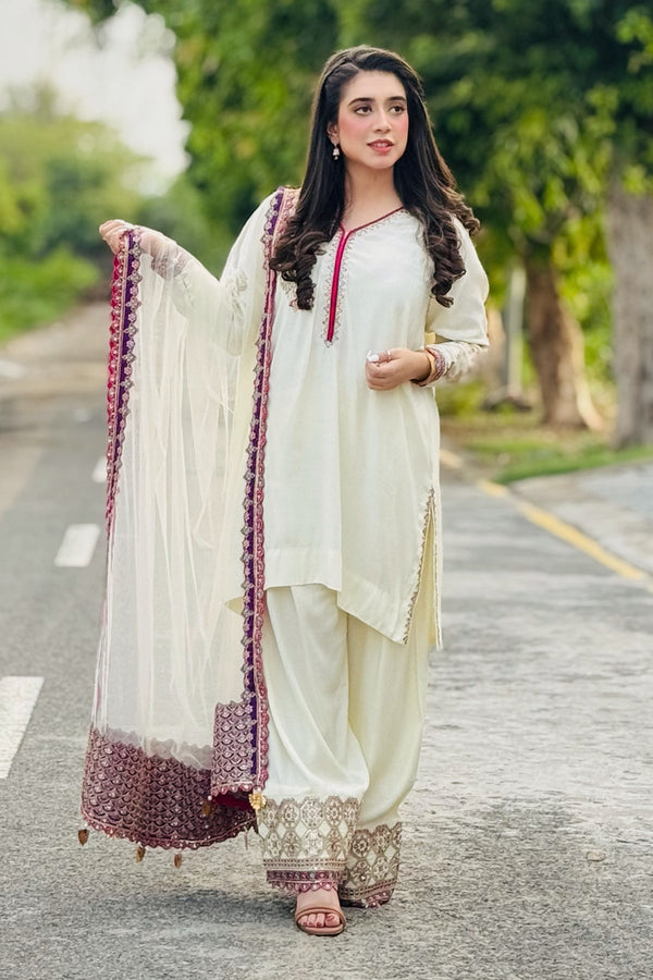 3-PC Embroidered Raw-Silk Suit CMA-5-014A